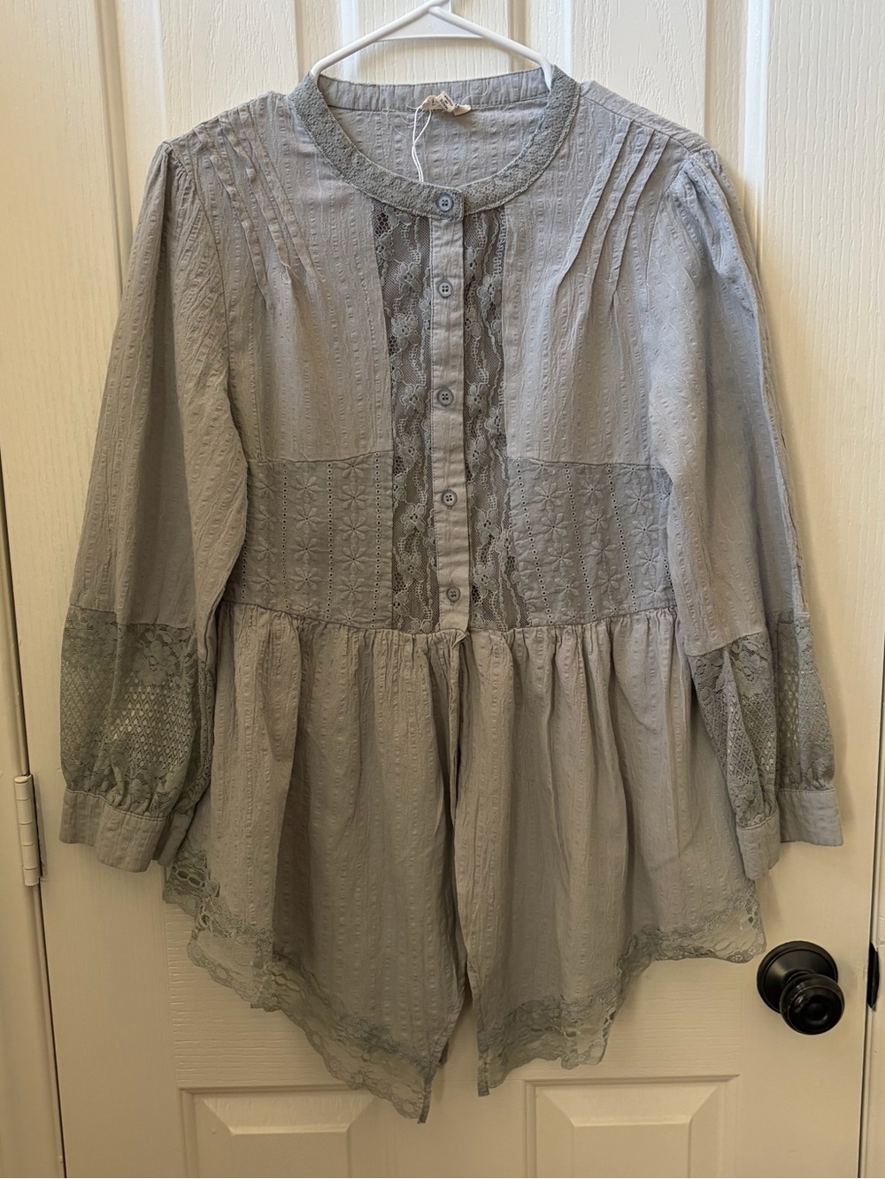 Flowy Grey Peasant Top